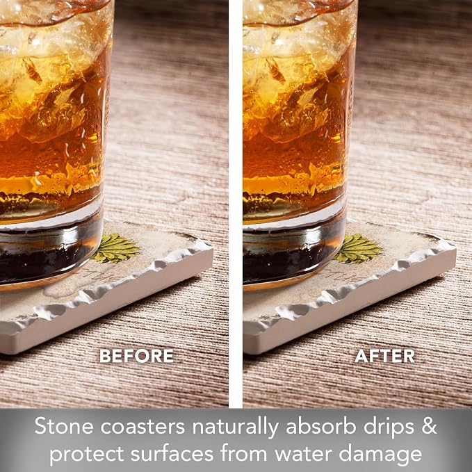 Thirstystone Cactus Flowers 4 Pack Assorted Tumbled Tile Stone Coasters | 4" - Image 4