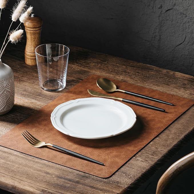 Placemats Set of 8, DOLOPL Reversible Dual-Color Faux Leather Place Mats - Image 5