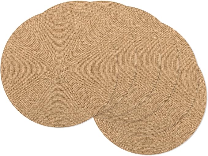 SHACOS 15 inch Round Braided Placemats Set of 6 Cotton Polyester Heat Resistant by SHACOS