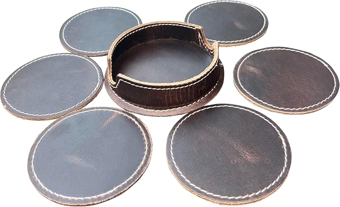 Leather Coasters for Drinks Set of 6 - Image 6