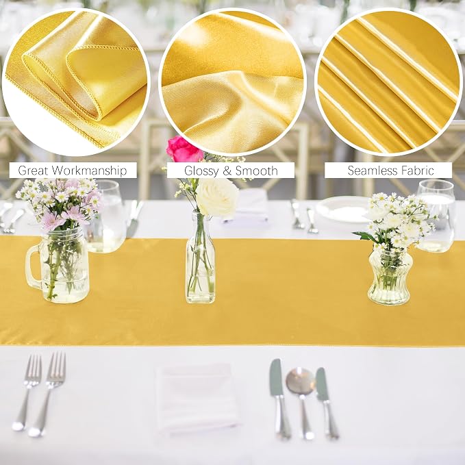 Aneco 4 Pack Satin Table Runner 12 x 108Inch Long Bright Silk and Smooth Fabric - Image 3