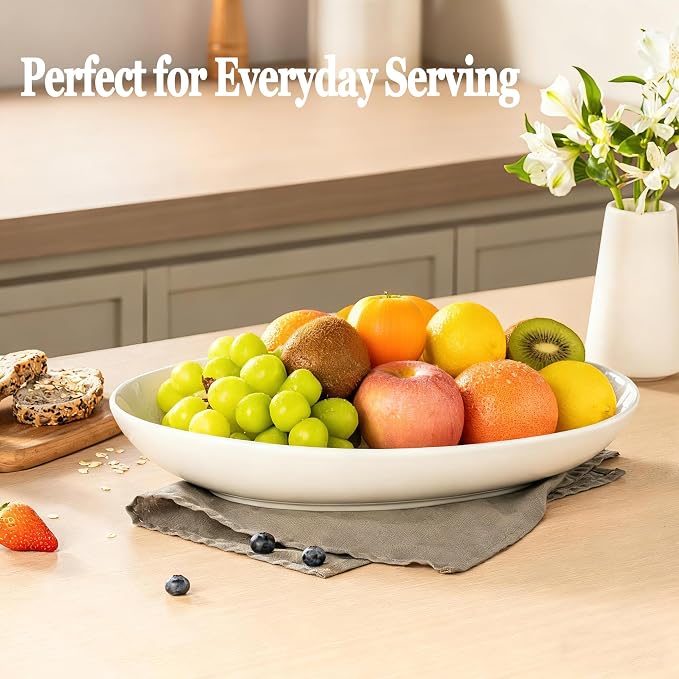 14 Inch Oval Serving Platters Set of 2, Large Wide Ceramic Serving Platter - Image 4