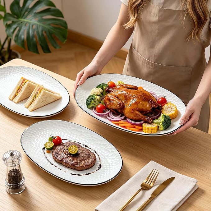 Roeveca Serving Platters, 16/14.3/13.1Inches Large Serving Dishes - Image 3
