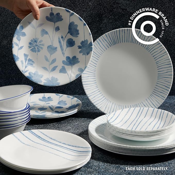 Corelle 6-Piece 10.25" Vitrelle Glass Dinner Plates Lightweight, Chip/Scratch - Image 2