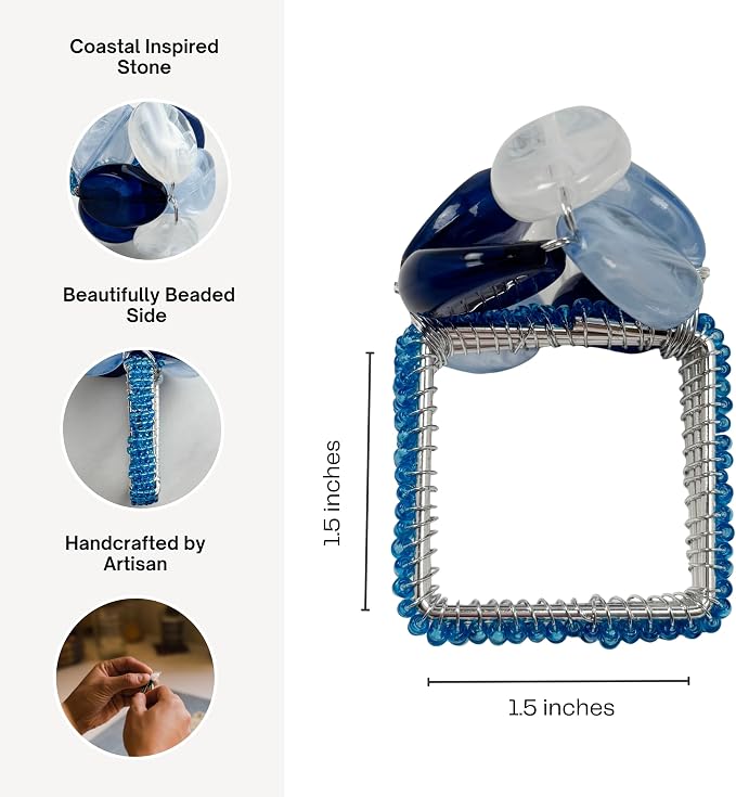 Handcrafted Acrylic Beaded Napkin Rings – Set of 4, Yacht Party, Luxury Gift - Image 3