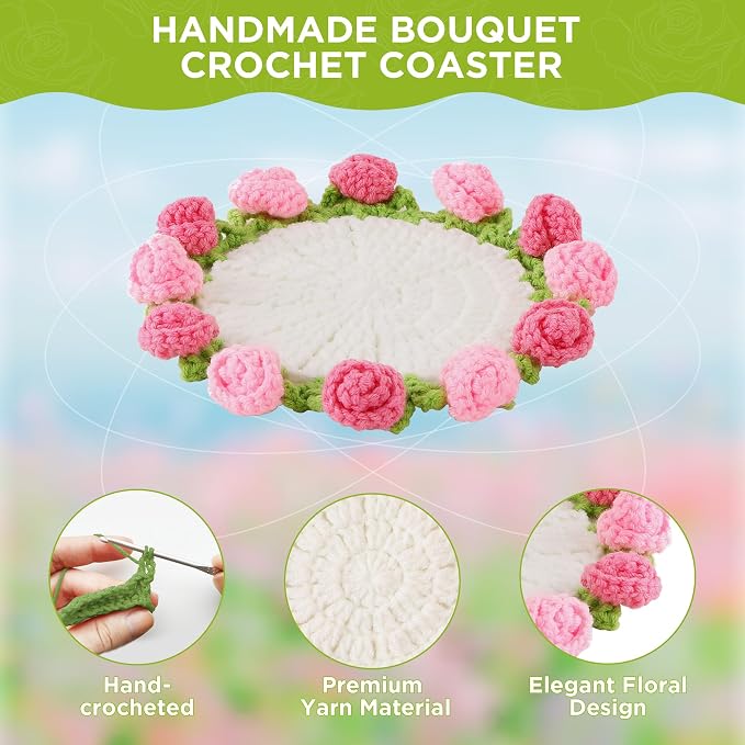 Crochet Flower Coasters, Handmade Bouquet Coasters - Image 4