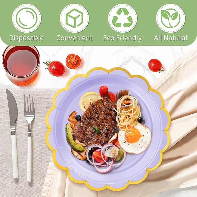 50 Pcs Lavender Paper Plates Disposable, Dessert Cake Plates, - Image 4