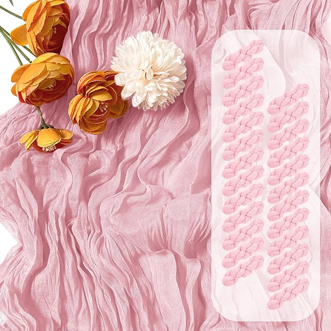25 Pack Light Pink Cheesecloth Table Runner, 17 x 108 Inch, Semi-Sheer by Unknown