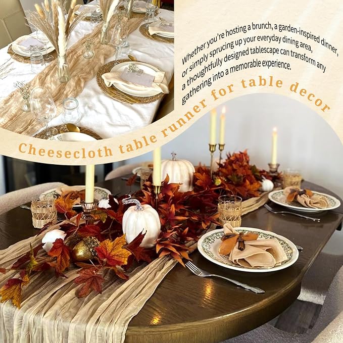 30 Pack Cheesecloth Table Runner 10FT Nude Table Runner Boho Gauze Cheese Cloth - Image 8