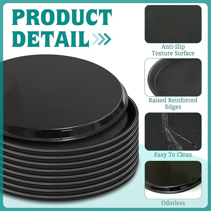 8 Pcs 16 Inch Round Serving Trays Restaurant Serving Trays Plastic Food Drink - Image 4