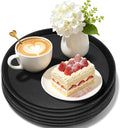 14 Inch Round Non-Slip Serving Tray | 4 Pack Plastic Rubber Food Serving Platter by Zmpkhba