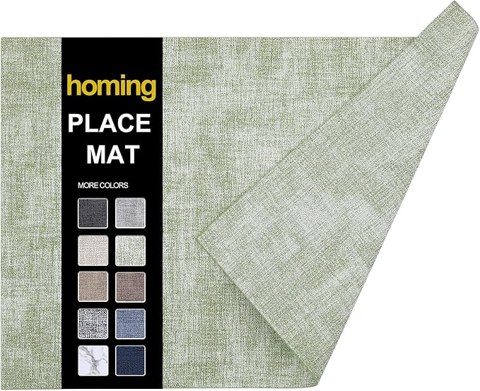 Faux Leather Heat Resistant Placemats 6 Packs, Waterproof Wipeable Dining PU by homing