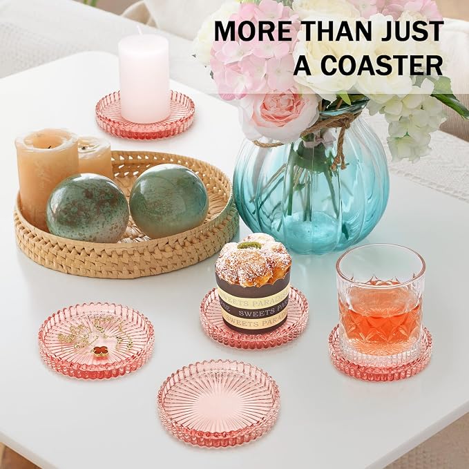 Modern Clear Glass Coasters Set of 8, Cute Coasters Table Mats - Image 6