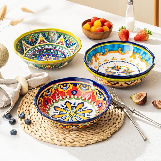 UNICASA Ceramic Pasta Bowls Set, 27 oz Cereal Bowls Set of 4, Porcelain - Image 3