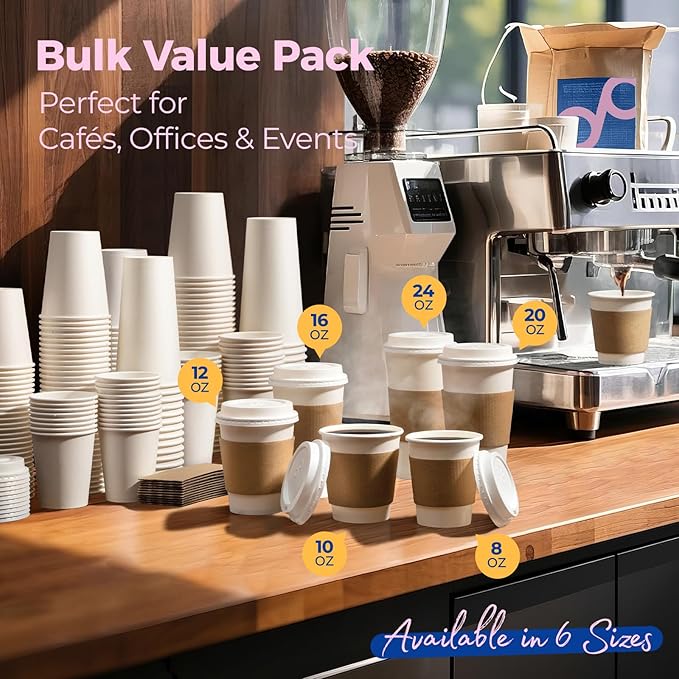 Fit Meal Prep 50 Pack 8 oz Disposable Coffee Cups - Image 7