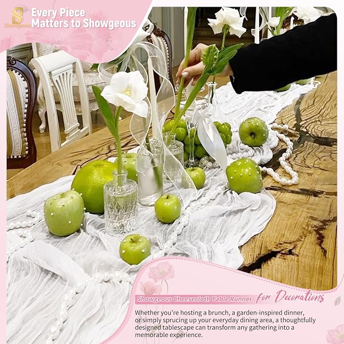 Showgeous 18 Pack White Cheesecloth Table Runner, 17 x 108 Inches | Boho - Image 8