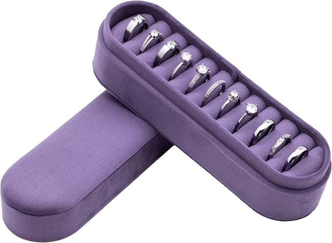 Velvet Small Multiple Ring Box Portable Organizer Display Storage | Travel Case by COWFEX