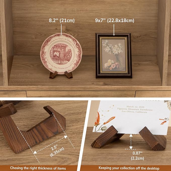 ANBOXIT Bowl Stands for Display, 3 Pack 3.5 Inch Plate Holder, Wooden Easel | - Image 3