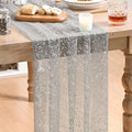 Artoid Mode Grey Gold Gauze Table Runner 120 Inch 10FT, Glitter Metallic Foil by ArtoidMode