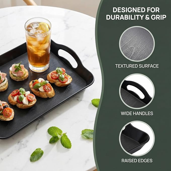 Cedilis 3 Pack Black Serving Trays - Image 4