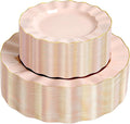 120PCS Blush Pink Plastic Plates, Wavy Plates by QualQuot