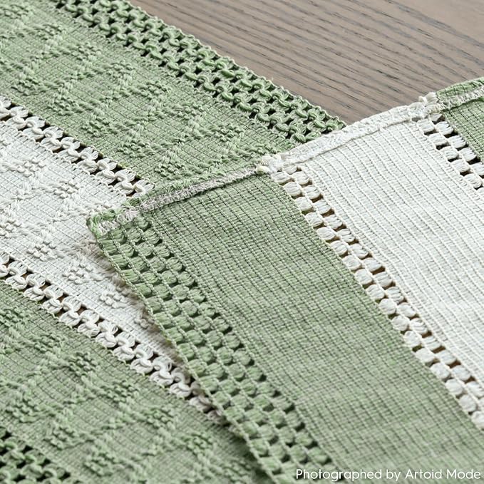 Artoid Mode Light Green Farmhouse Woven Table Runner 12x48 Inch | Seasonal - Image 5