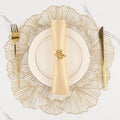 Round Placemats Pressed Vinyl Metallic Flower Place Mats Set of 6 | 15 Inch by AdasBridal