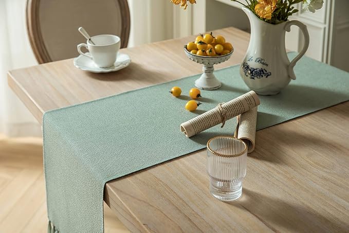 Sage Table Runners 48 Inches Long, Burlap Linen Style Rustic Farmhouse Table - Image 4