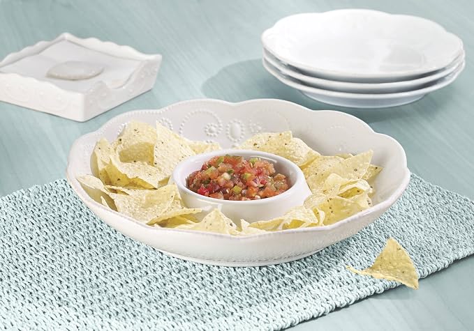Lenox French Perle White Chip and Dip Tray | dishwasher safe, microwave safe | - Image 3