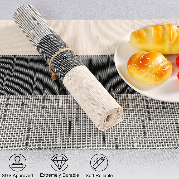 Table Runner 88 Inches Long, Vinyl Woven Farmhouse Table Runners | Washable - Image 2