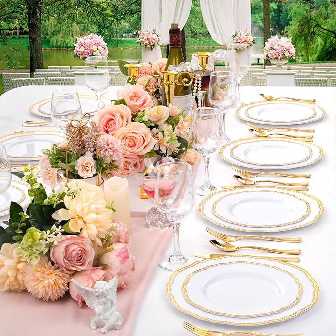 60pcs Gold Plastic Plates - Image 6