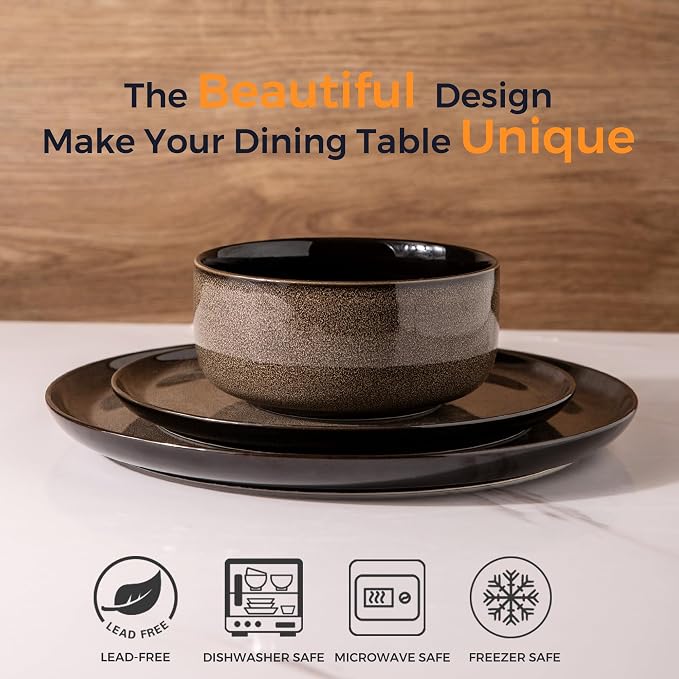 LERATIO Ceramic Dinner Plates Set of 4, 10.5 Inch Reactive Glaze Plate Sets | - Image 2