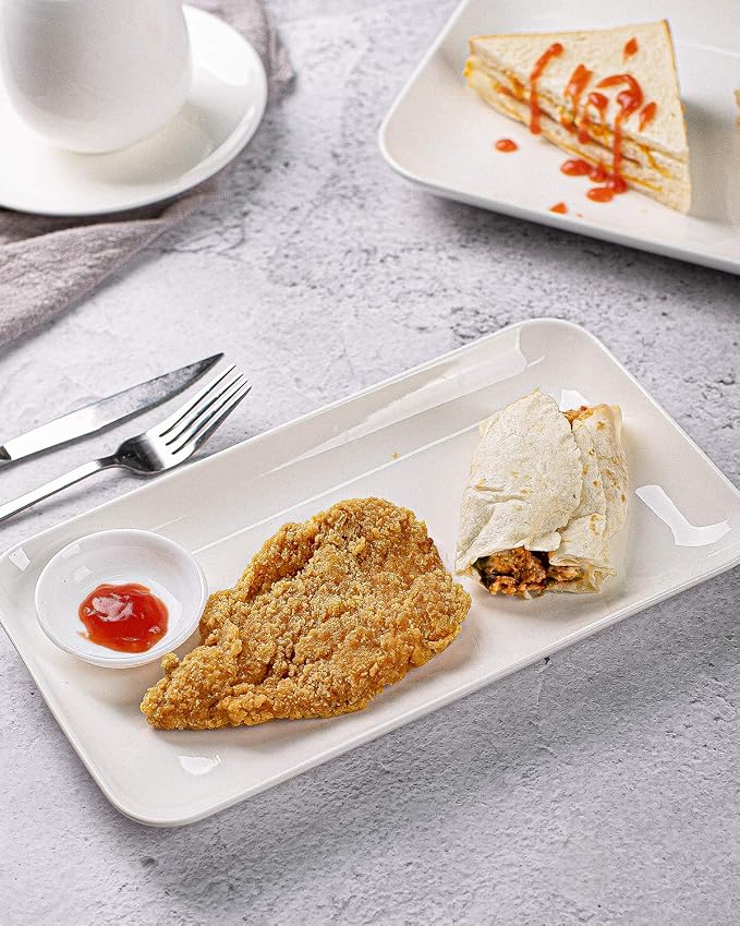 DELLING 8 Inch White Rectangular Plates Set of 3 - Image 4