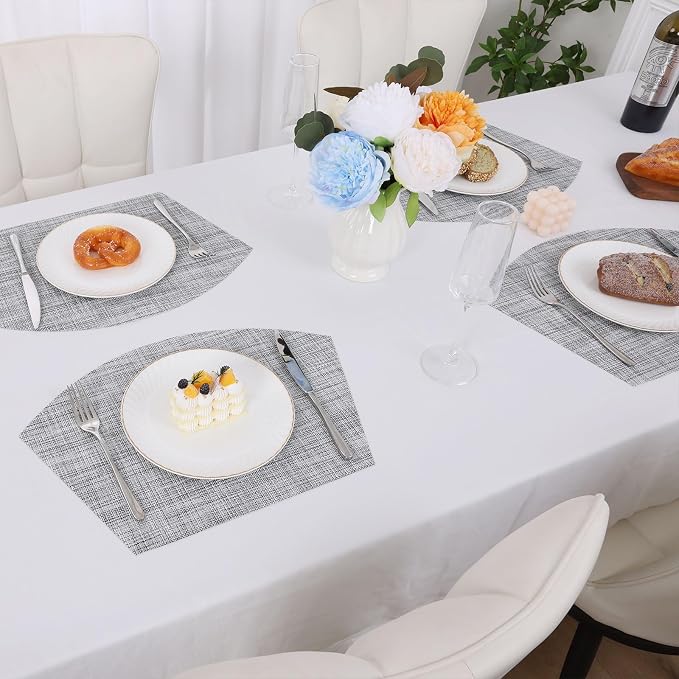 SHACOS Wedge Placemats Set of 4 Round Table Placemats Woven Vinyl Place Mats - Image 4
