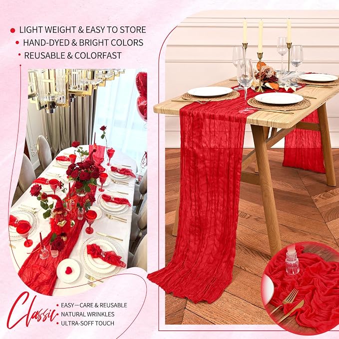 18 Pack Cheesecloth Table Runner 10FT Red Table Runner Boho Gauze Cheese Cloth - Image 5