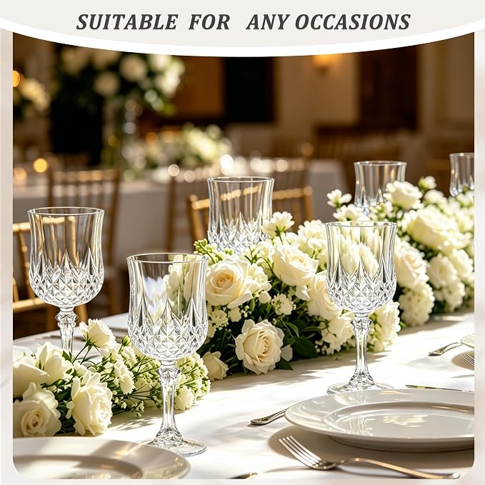 7OZ Plastic Wine Glasses, Reusable Vintage Goblets Unbreakable Drinking Glasses - Image 5