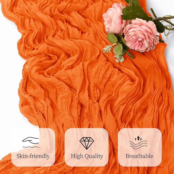 6 Pack Orange Cheesecloth Table Runner 17x108 Inch Semi Sheer Boho Gauze Cheese - Image 5