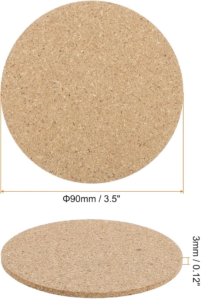HARFINGTON 12pcs Cork Coasters 3.5 Inch 0.12 Inch Thick Non-Slip Heat-Resistant - Image 2