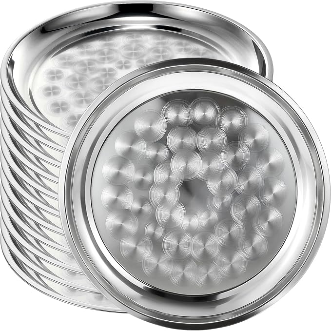12 Pack Stainless Steel Round Serving Tray by Unknown
