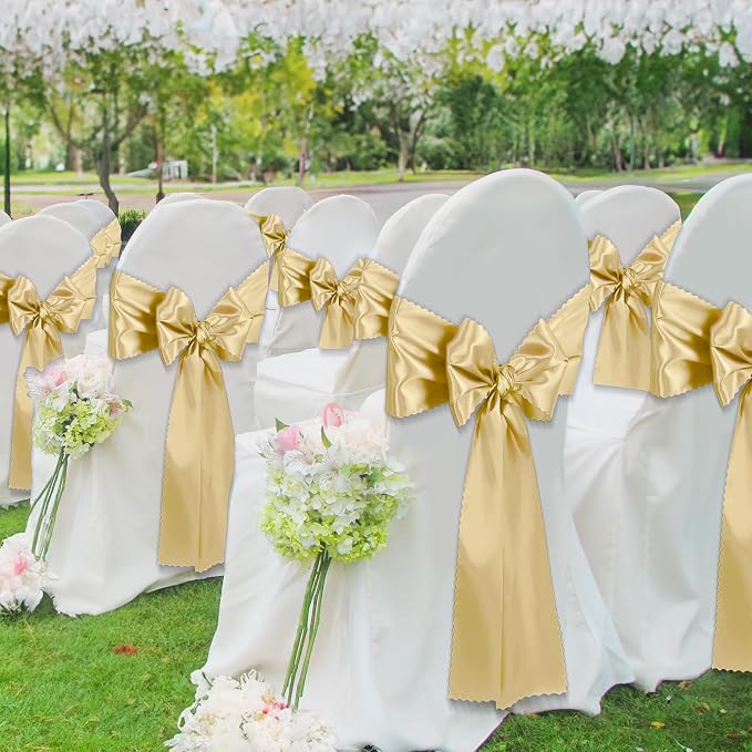 VACVELT Gold Satin Table Runners, 12x72 Inch, 2 Pack, Scalloped Edge | Silky - Image 4
