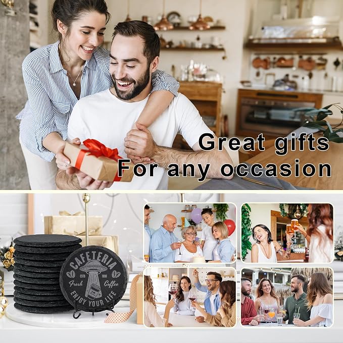 60 PCS Slate Coasters Bulk, MAPRIAL 4 Inch 30PCS Black Round, Handmade Drink - Image 6