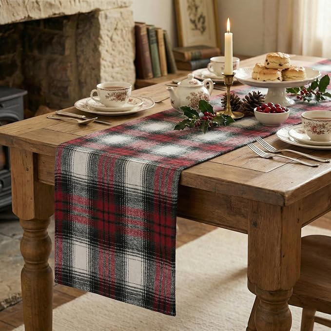 Artoid Mode Red Black Farmhouse Plaid Christmas Table Runner, Valentine Rustic - Image 5