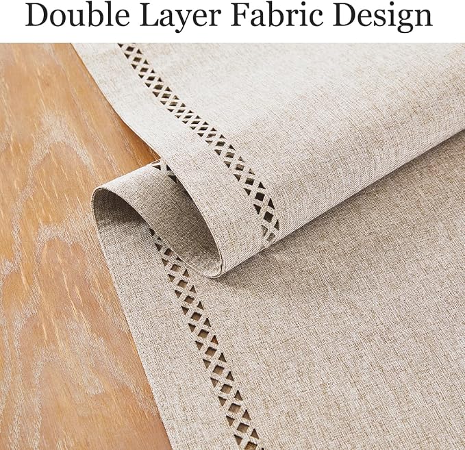 Rustic Burlap Table Runner, Coffee Table Runners 108 inches Long | Double Layer - Image 3