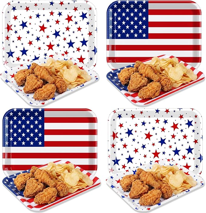 4 Pieces Patriotic Serving Trays by Tiangrid