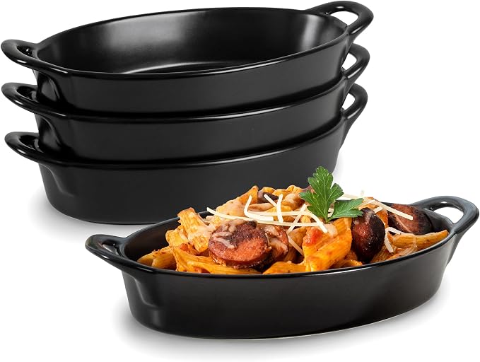 Oval Au Gratin Baking Dishes for Oven Safe and Microwave Cooking and Baking by HomeBeets