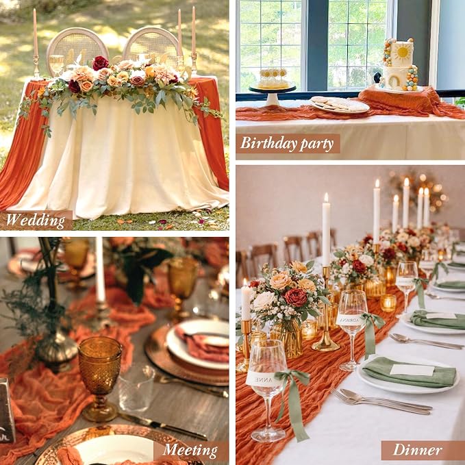 10 Packs Orange Table Runner Cheesecloth 35x120 Inches Burnt Orange Cheese - Image 5