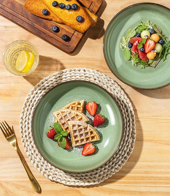 LERATIO 9.0" Ceramic Pasta Bowls Set of 6, 38oz Large Stoneware Bowls Set | - Image 6