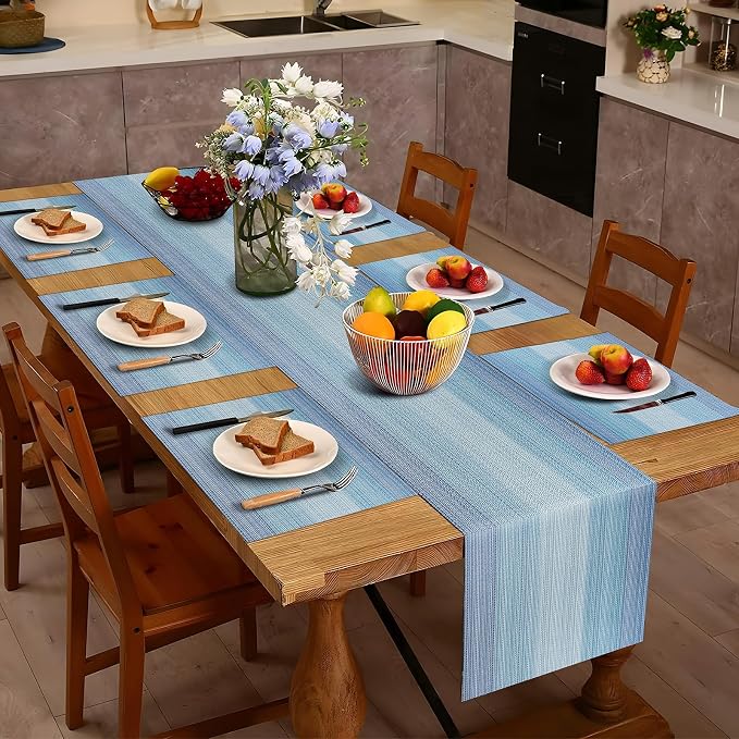 Aofmee Table Runner and Placemats Set of 6 Washable, Heat Resistant Place Mats - Image 2