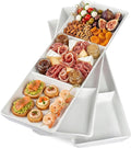 DELLING 16x5 Inch Ceramic 3-Section Serving Tray Set of 3, Stackable Divided by Delling-HappyFoodieCreator