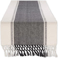 DII Dobby Stripe Table Runner, 13x108 Black & Cream Background | Woven by DII